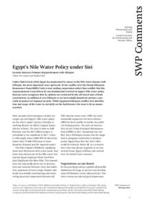 Egypt’s Nile Water Policy under Sisi. Security Interests Promote Rapprochement with Ethiopia