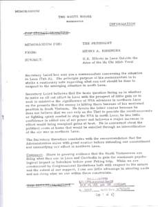 Memorandum for the President, U.S. Efforts in Laos Outside the Area of the Ho Chi Minh Trail