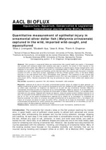 AACL BIOFLUX Aquaculture, Aquarium, Conservation & Legislation International Journal of the Bioflux Society Quantitative measurement of epithelial injury in ornamental silver dollar fish (Metynnis orinocensis)