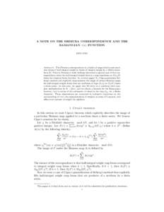 A NOTE ON THE SHIMURA CORRESPONDENCE AND THE RAMANUJAN τ (n) FUNCTION KEN ONO Abstract. The Shimura correspondence is a family of maps which sends modular forms of half-integral weight to forms of integral weight by a M