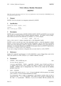 D02 – Ordinary Differential Equations  D02PWF NAG Library Routine Document D02PWF