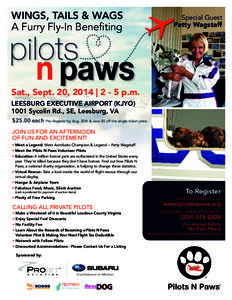 Wings, Tails & Wags A Furry Fly-In Benefiting Special Guest Patty Wagstaff