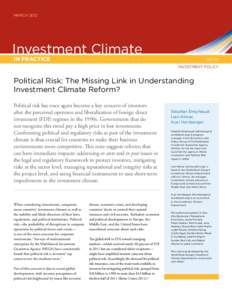 International development / Multilateral Investment Guarantee Agency / United Nations Development Group / Political risk / Foreign direct investment / Investment / Finance / Financial risk / Risk / The Fat Tail: The Power of Political Knowledge for Strategic Investing / Investor Network on Climate Risk