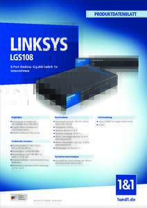 PRODUKTDATENBLATT  LINKSYS LGS108  8-Port Desktop Gigabit-Switch für