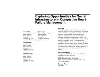 Exploring Opportunities for Social Infrastructure in Congestive Heart Failure Management Abstract Sunyoung Kim School of Engineering and