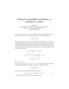 Poisson’s remarkable calculation - a method or a trick? Denis Bell1