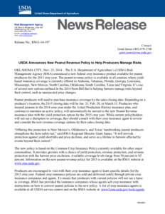 USDA Announces New Peanut Revenue Policy to Help Producers Manage Risks