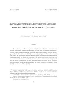 DecemberReport LIDS-P-2573 IMPROVED TEMPORAL DIFFERENCE METHODS WITH LINEAR FUNCTION APPROXIMATION1