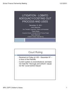Microsoft PowerPoint - Litigation - Lobato Adequacy FINALCompatibility Mode]