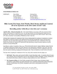 Microsoft Word - Bray ABOTY DAP Audies 2014 Press Release Final.docx