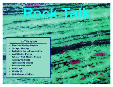 Rock Talk In This Issue • • • •