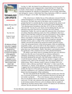 TECHNOLOGY LAW UPDATE Syntex (U.S.A.) LLC v. Apotex, Inc. No[removed]