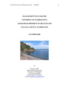 Microsoft Word - Cedar Rock Management Plan