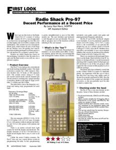 F  IRST LOOK CONSUMER RADIOS AND ELECTRONICS  Radio Shack Pro-97