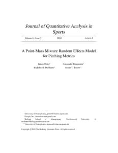 Journal of Quantitative Analysis in Sports Volume 6, Issue