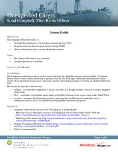 Unexpected Cargo: Spud Campbell, First Radio Officer Lesson Guide