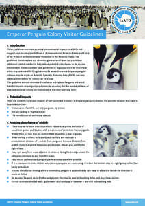 Emperor Penguin Colony Visitor Guidelines 1. Introduction These guidelines minimize potential environmental impacts to wildlife and suggest ways to comply with Annex II (Conservation of Antarctic Fauna and Flora) of the 