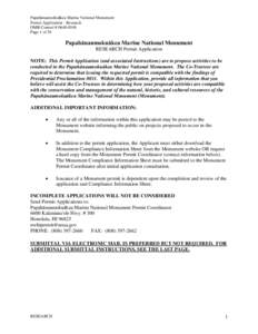 Papahānaumokuākea Marine National Monument Permit Application - Research OMB Control # [removed]Page 1 of 26  Papahānaumokuākea Marine National Monument