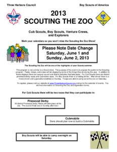 Three Harbors Council  Boy Scouts of America 2013 SCOUTING THE ZOO