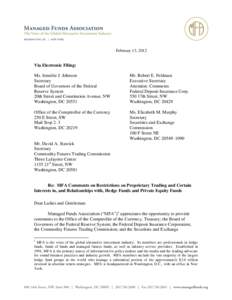 February 13, 2012  Via Electronic Filing: Ms. Jennifer J. Johnson Secretary Board of Governors of the Federal