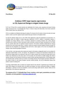 The European Network of Excellence on Geological Storage of CO2  Association Press Release