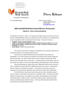 2005 Anisfield-Wolf Book Awards Press Release