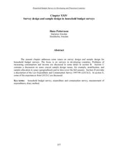 Household Sample Surveys in Developing and Transition Countries  Chapter XXIV Survey design and sample design in household budget surveys  Hans Pettersson