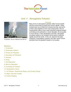 Unit 11 : Atmospheric Pollution  Air pollution. Source: National Park Service Overview Many forms of atmospheric pollution affect human health