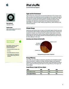 iPod shuπﬄe Environmental Report Apple and the Environment  Date introduced