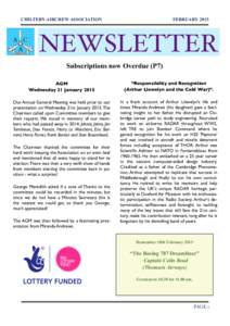 CHILTERN AIRCREW ASSOCIATION  FEBRUARY 2015 NEWSLETTER Subscriptions now Overdue (P7)