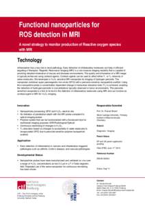 Functional nanoparticles for ROS detection in MRI A novel strategy to monitor production of Reactive oxygen species with MRI  Technology