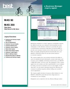 e-Business Manager .inquiry applet MAS 90 MAS 200 Client/Server