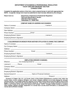 YACHT AND SHIP BROKER CHANGE FORM