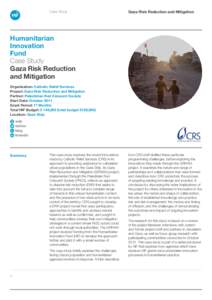 Case Study  Gaza Risk Reduction and Mitigation Humanitarian Innovation
