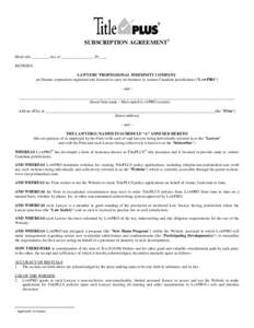 TitlePLUS Subscription Agreement-Ontario (Jan)