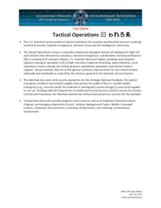 U.S. Marshals Service Fact Sheet - Tactical Operations