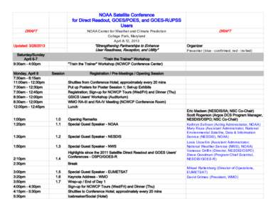 NOAA Satellite Conference for Direct Readout, GOES/POES, and GOES-R/JPSS Users DRAFT  NOAA Center for Weather and Climate Prediction