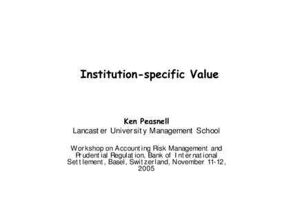 Institution-specific Value - November 2005