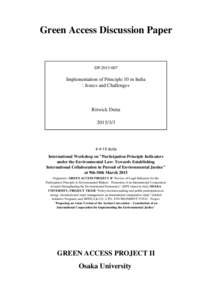 Green Access Discussion Paper  DPImplementation of Principle 10 in India : Issues and Challenges