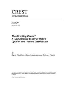 CREST CENTRE FOR RESEARCH INTO ELECTIONS AND SOCIAL TRENDS Working Paper Number 98
