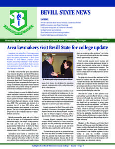BEVILL STATE NEWS INSIDE: Whitten receives third annual Minority Leadership Award NASA announces new Rover Challenge Employees recognized at Chancellor’s Awards College honors local veterans