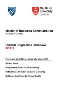 Master of Business Administration (Studied in Danish) Student Programme Handbook