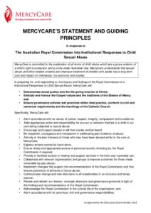Microsoft Word - Mercycare Statement and Guiding Principles - Royal Commission October 2013