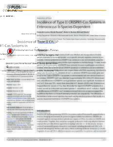 Incidence of Type II CRISPR1-Cas Systems in Enterococcus Is Species-Dependent