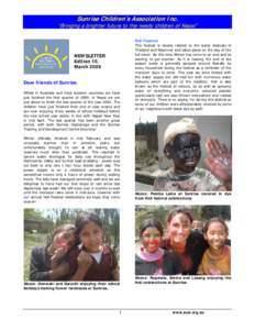 Sunrise Children’s Association Inc.  “Bringing a brighter future to the needy children of Nepal” NEWSLETTER Edition 10,