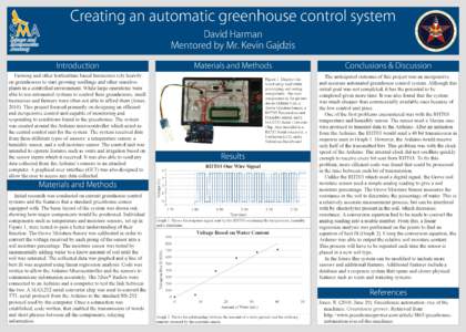 Creating an automatic greenhouse control system David Harman Mentored by Mr. Kevin Gajdzis Introduction Farming and other horticulture based businesses rely heavily on greenhouses to start growing seedlings and other sen