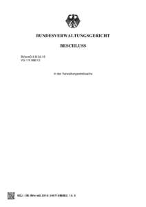 BUNDESVERWALTUNGSGERICHT BESCHLUSS BVerwG 8 BVG 1 KIn der Verwaltungsstreitsache