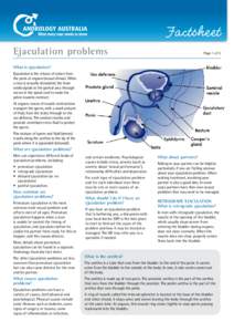 Factsheet	 Ejaculation problems Page 1 of 2  What is ejaculation?