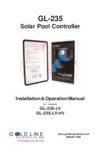 GL-235 Solar Pool Controller Installation & Operation Manual for models