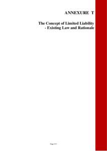 ANNEXURE T The Concept of Limited Liability - Existing Law and Rationale Page 413